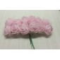 Розочки из фоамирана с фатином, цвет - розовый, диаметр цветка - 2-2,5 см, 12 шт